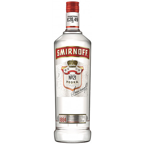 1 Litre Smirnoff Label Vodka Drinkland Red No. 21 |