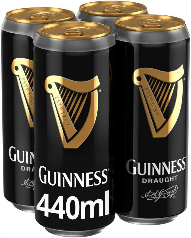 Guinness Draught Dark Irish Dry Stout Beer 4 x 440mL Cans | Drinkland