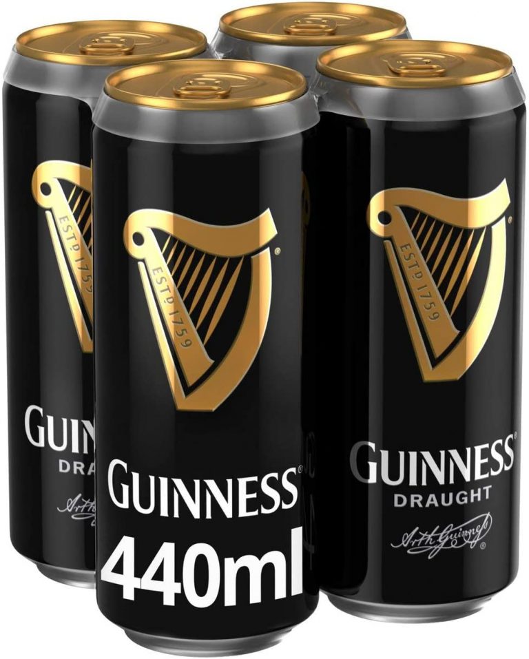 Guinness Draught Dark Irish Dry Stout Beer 4 x 440mL Cans | Drinkland