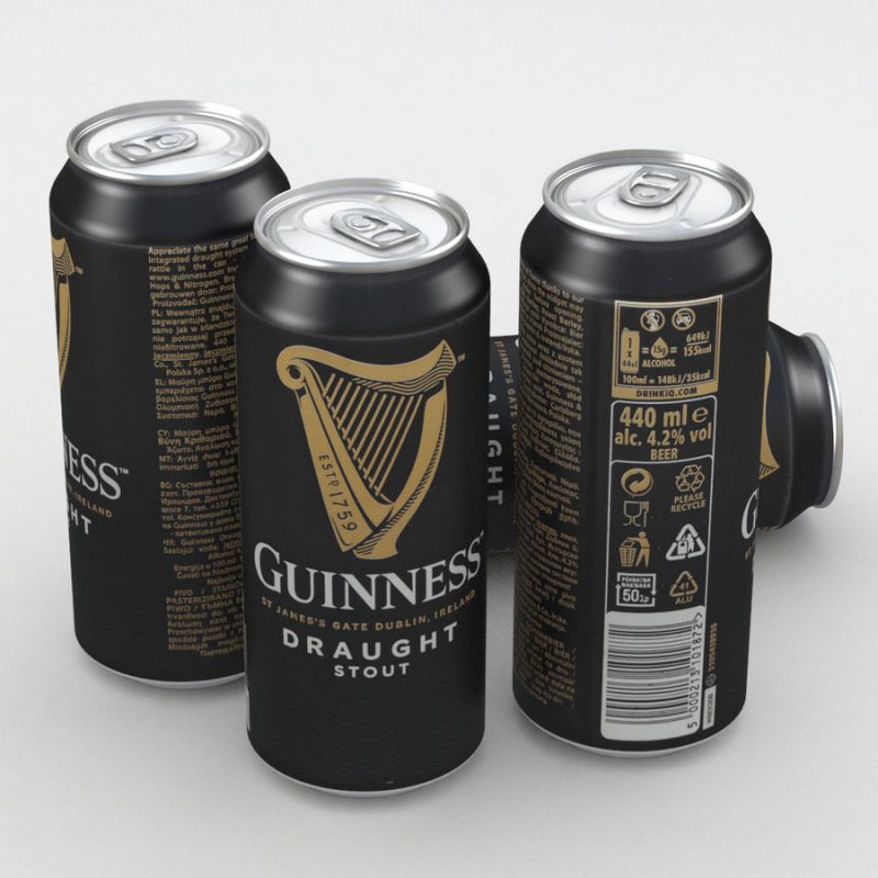 Guinness Draught Dark Irish Dry Stout Beer 4 x 440mL Cans | Drinkland